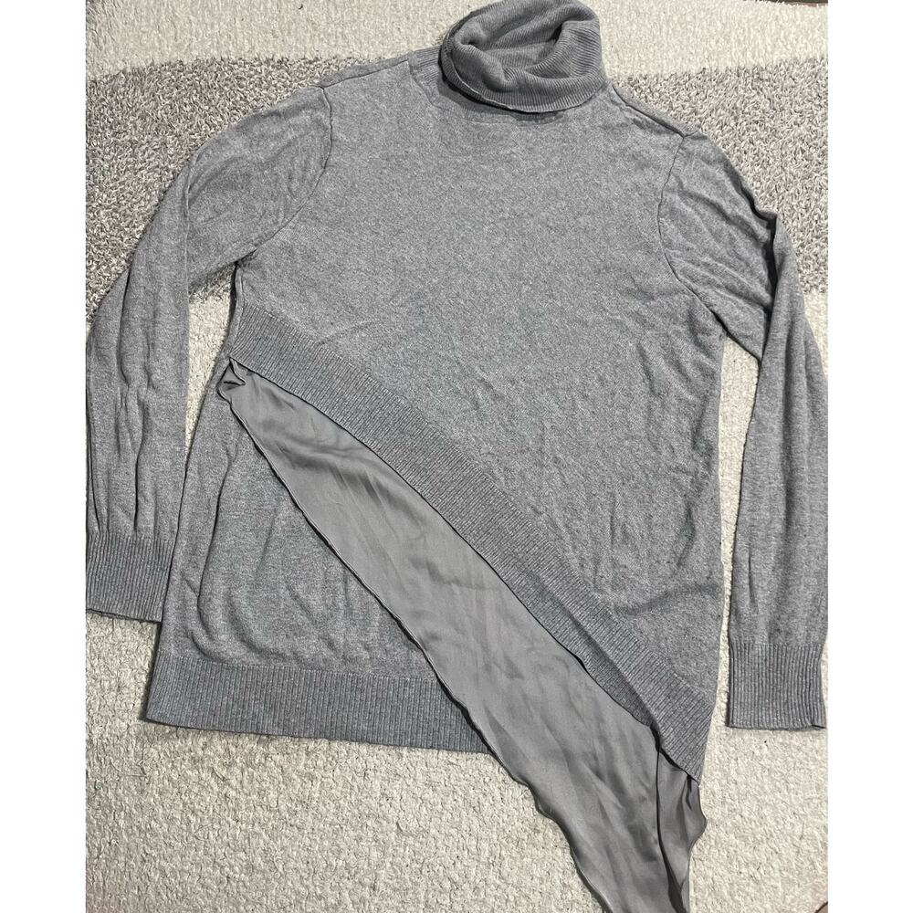 Katherine Barclay Sweater Womens Size Large Turtleneck Asymmetrical Layered Gray
